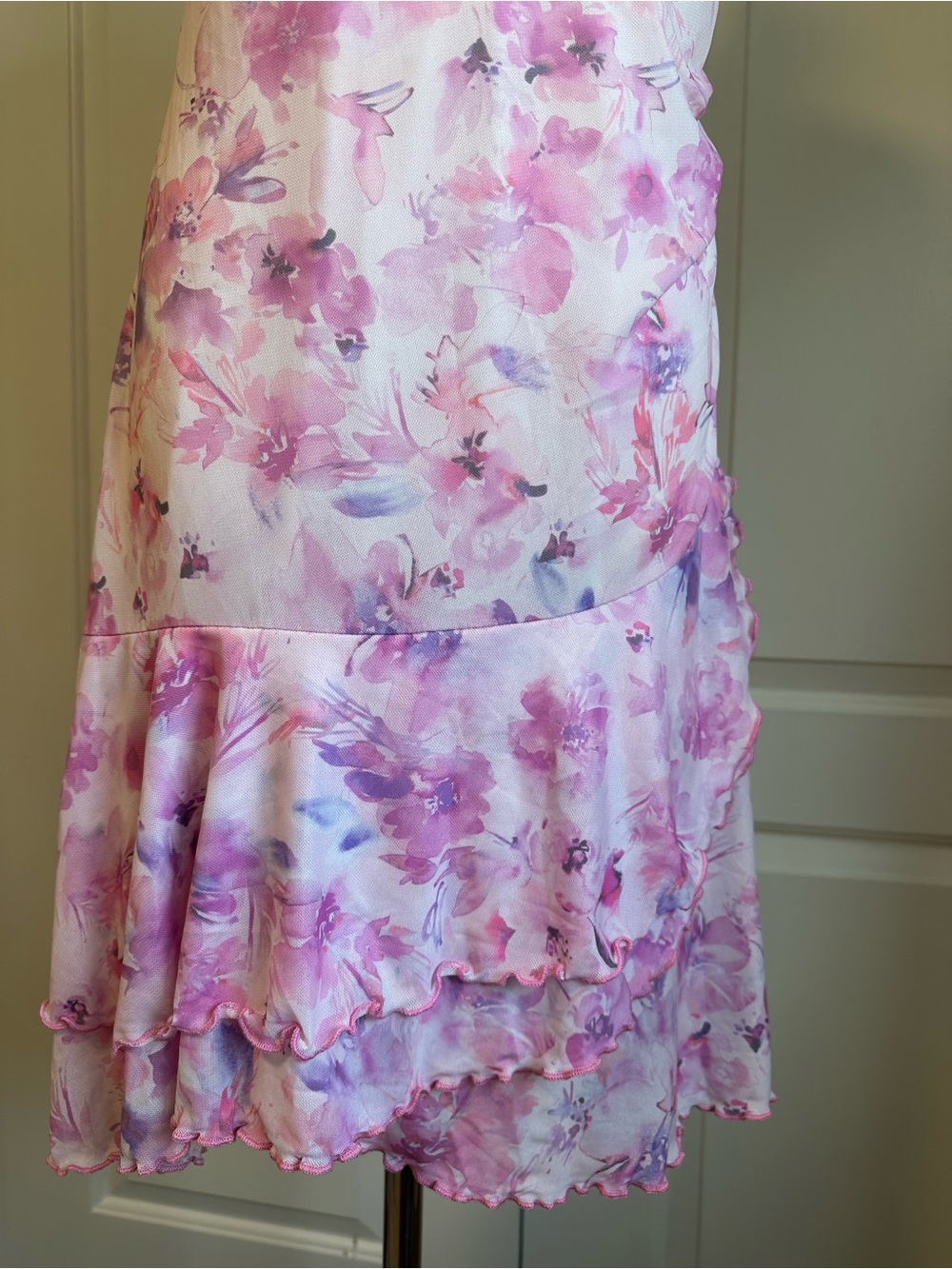 Pink & Purple Floral Ruffle Slip Dress - Picture 3 of 8